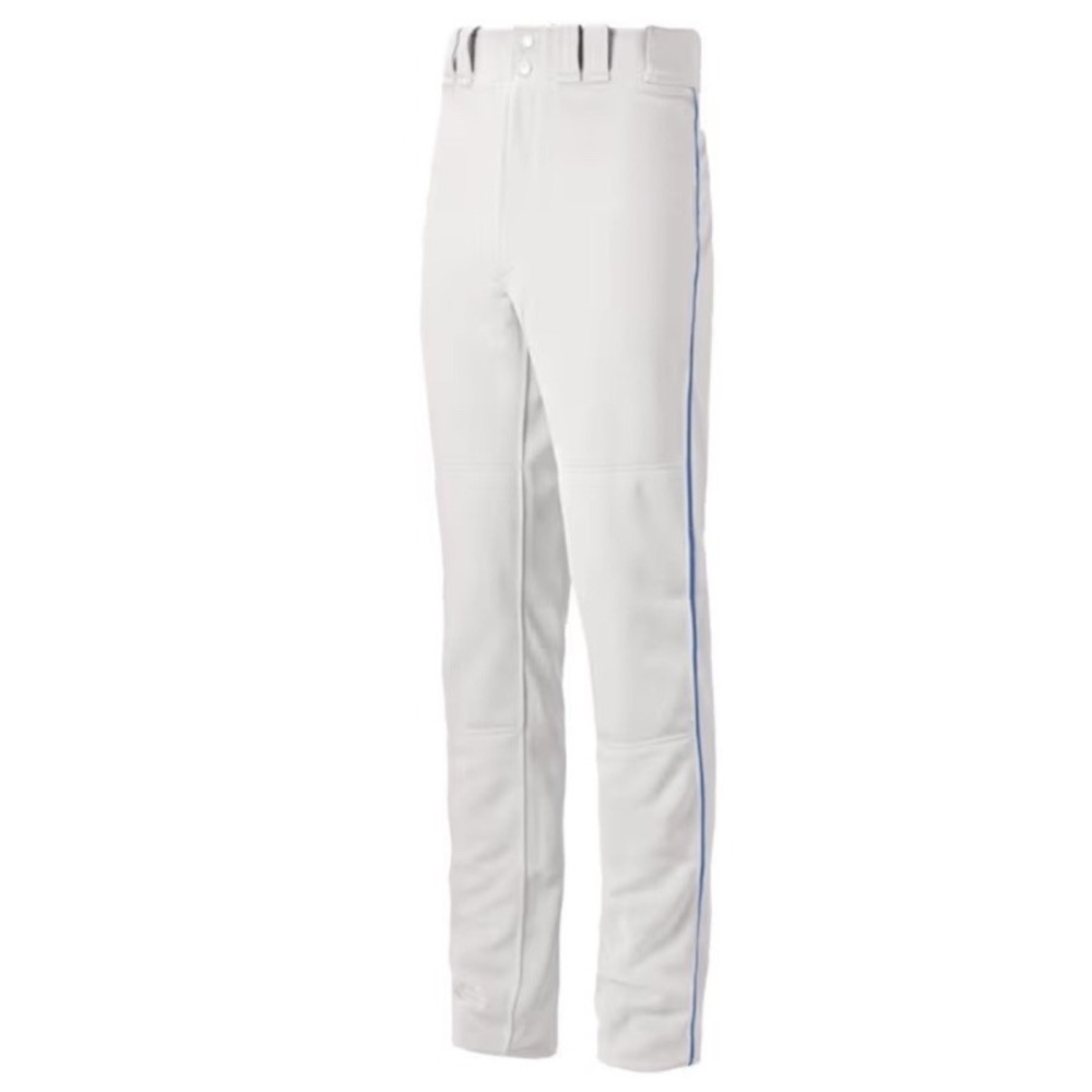 Mizuno White Baseball Pants with Royal Blue Piping